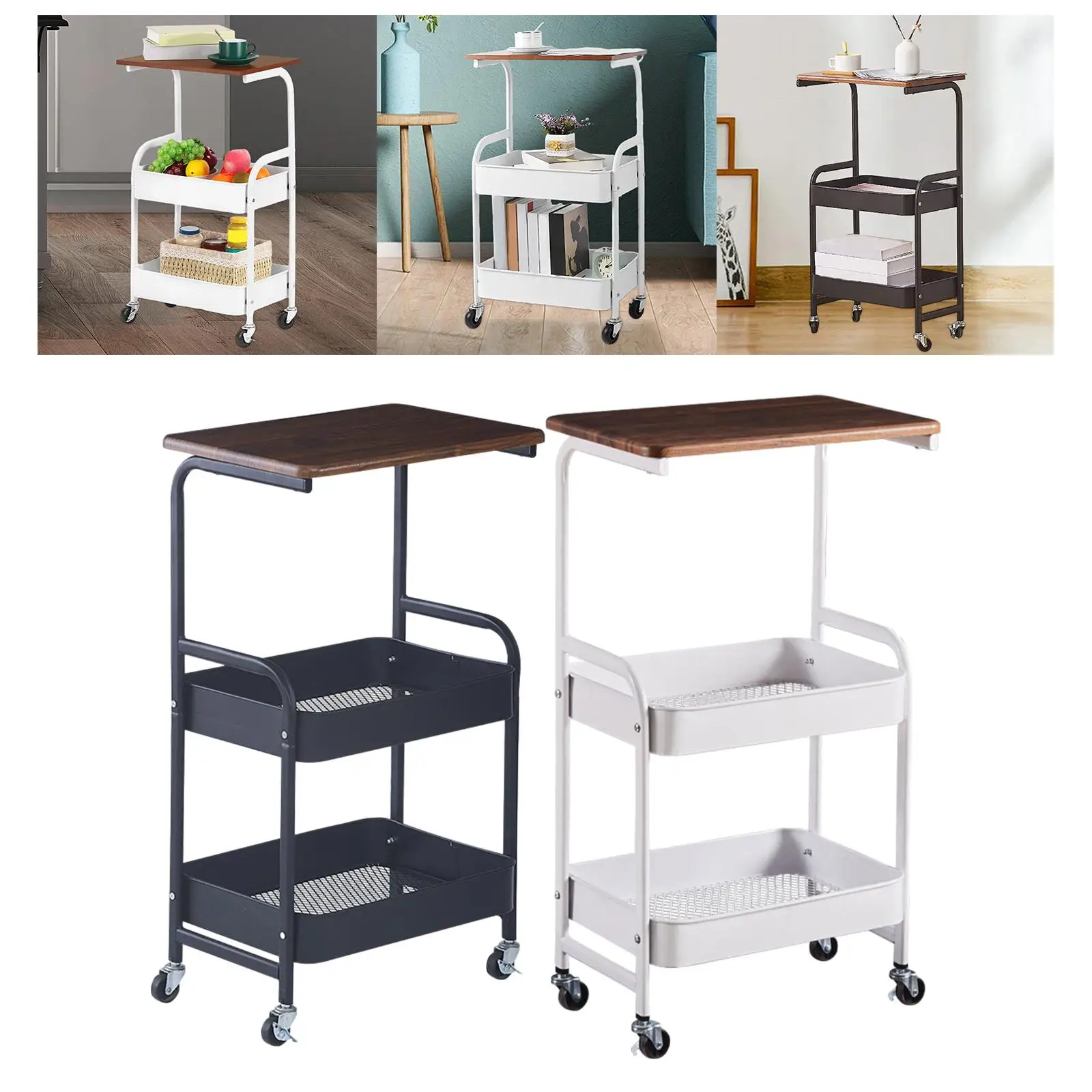 3 Tier Slim Storage Cart with Wheels Metal Frame Rustproof Rolling Utility Cart for Laundry Room Bathroom Kitchen Bedroom Office