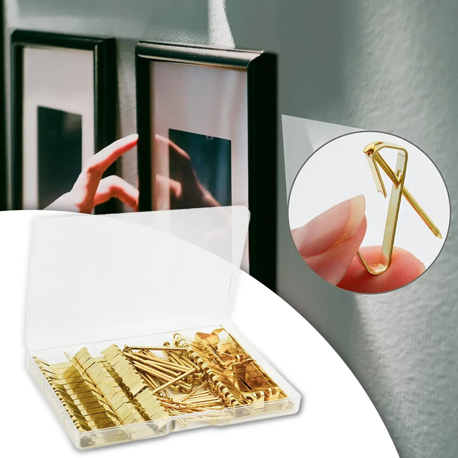 50 Pieces Picture Hooks with Screws Professional Photo Frame Hooks Metal