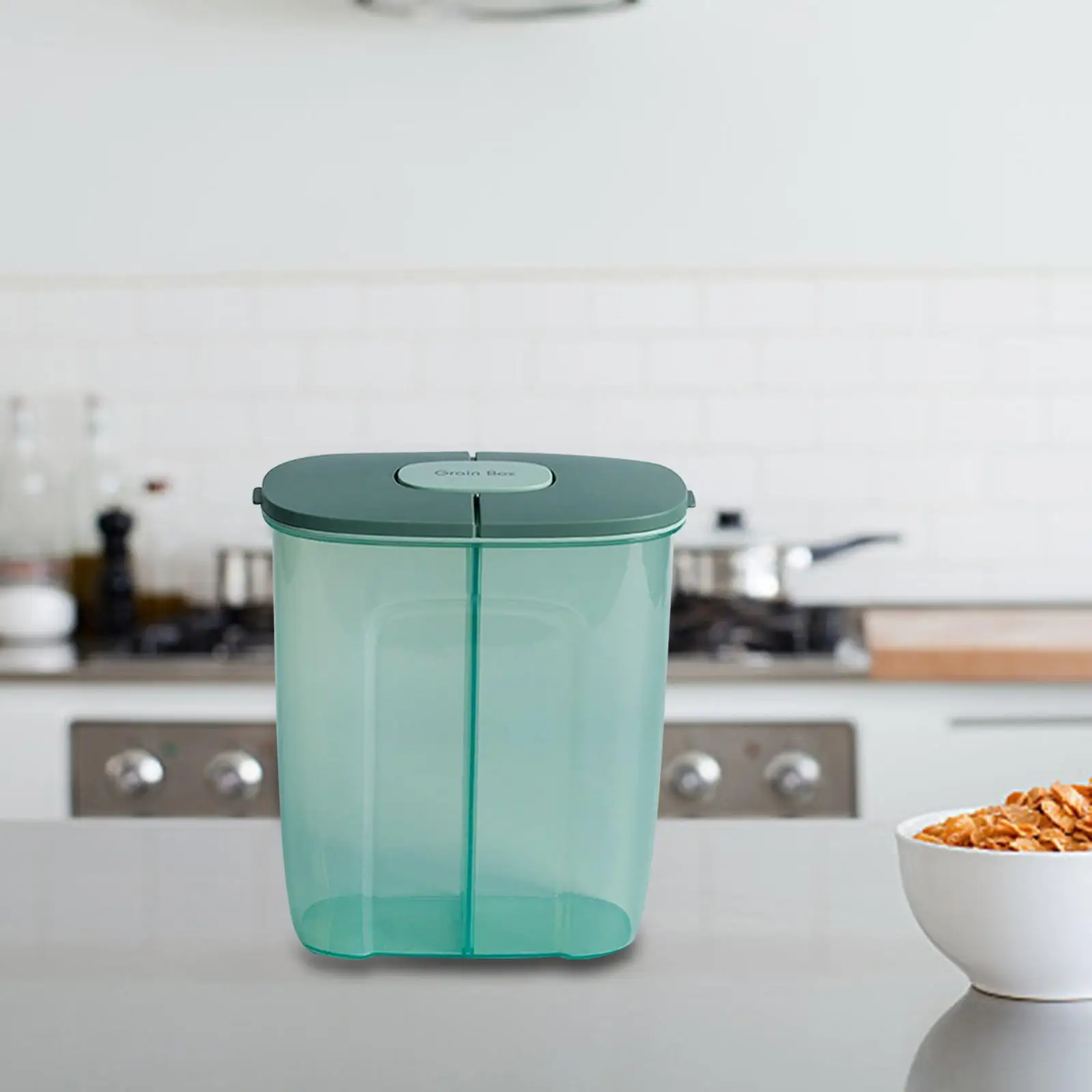 Cereal Container with Storage Compartment Kitchen Organization for Snacks