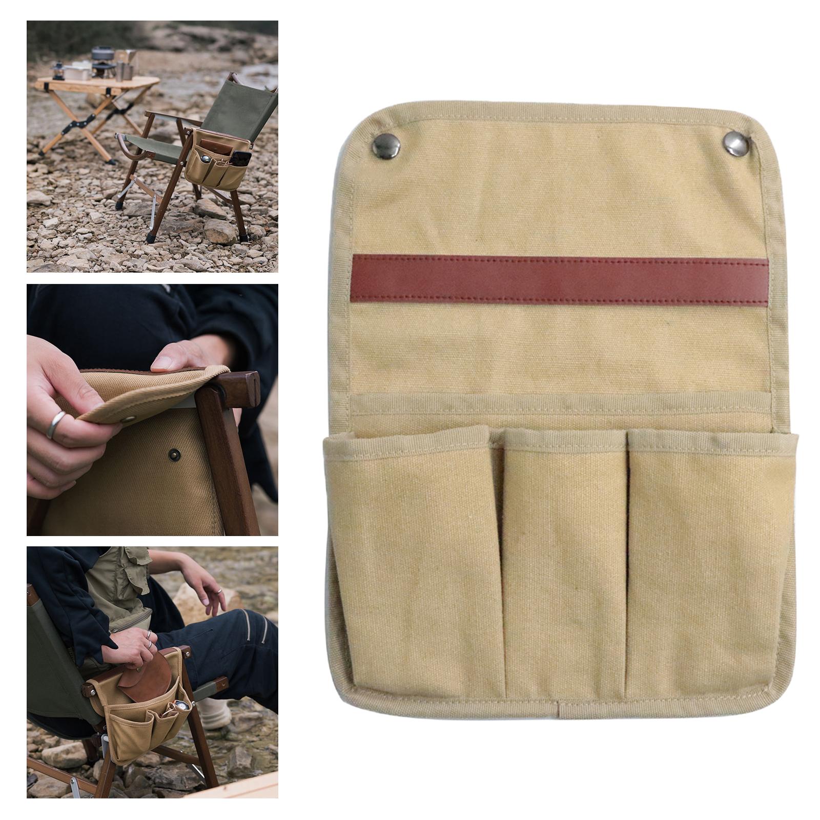 Outdoor Campsite Foldable Canvas Storage Bag Camping Fishing Beach Chaise Longue Portable Handbag for Phones Glasses
