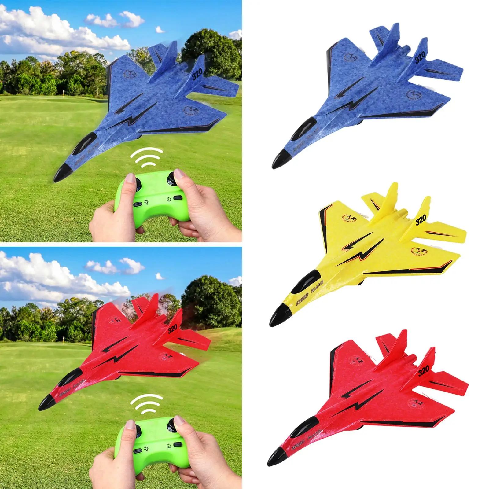 2 CH RC Plane with Light 2.4G Portable 2 Channel RC Glider Foam RC Airplane Jet Fighter Toys for Adults Kids Boys Girls Beginner