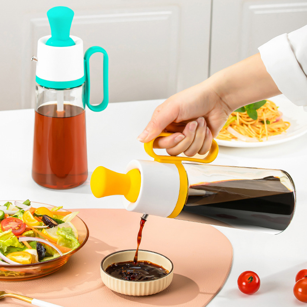 Distributeur d'huile - 350ML - Silicone de qualité alimentaire - Verre - Pinceau de cuisine - Maison