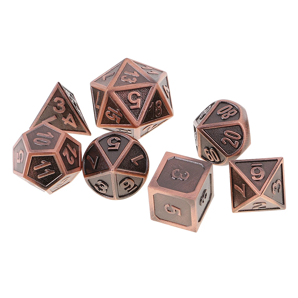 7pcs D4-D20 Zinc Alloy Polyhedral Sided Dice for RPG  Accessory