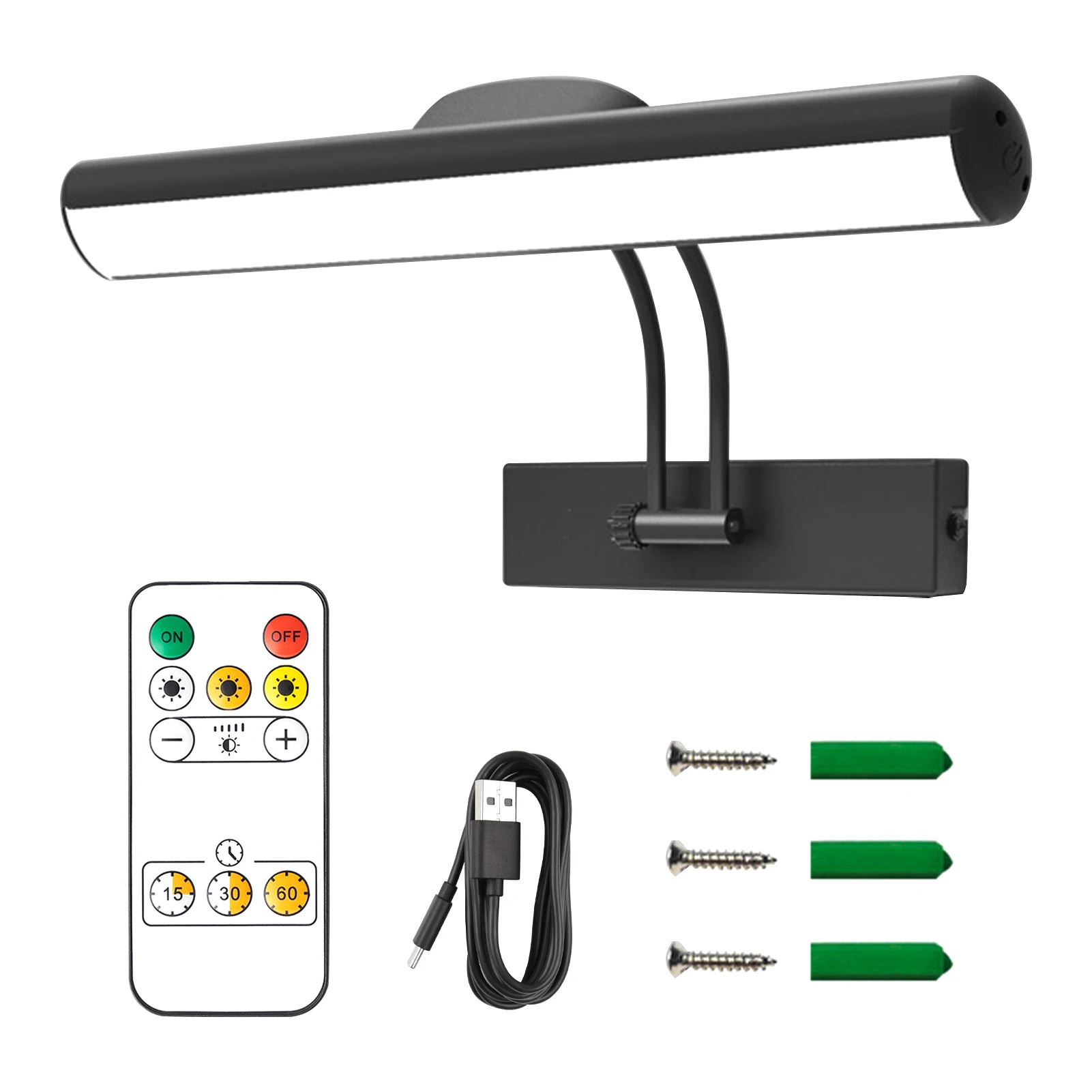 LED Picture Light Adjustable Color Angle Brightness Highlight Painting Frame Art Lights With Remote Wireless USB Rechargeable wall mounted lamp