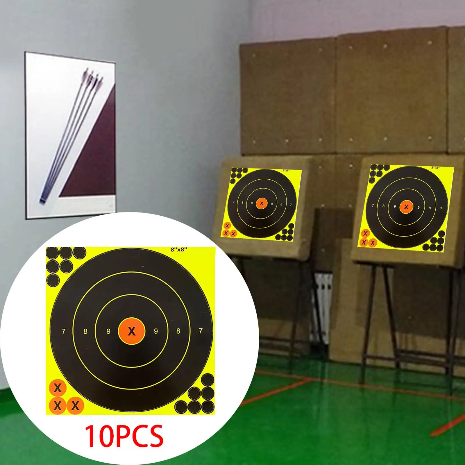 10 Pieces 8 inch Shooting Target Paper Targets Stickers Self Adhesive Replacement Reactive for Shooting Practice Outdoor