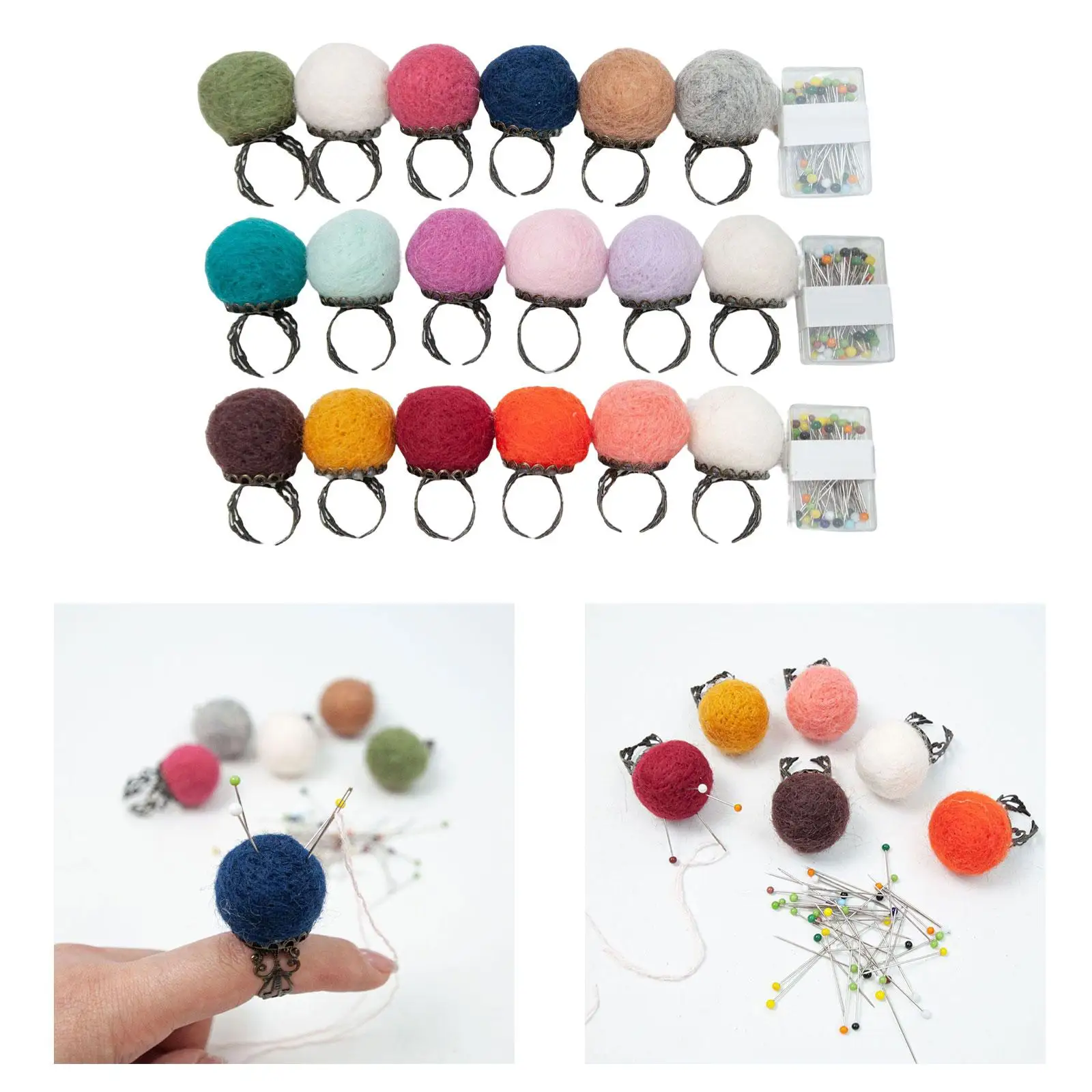 6x Felt Pin Cushion Kit Small Insert Pin Cushion Handmade Needlework Ornament Wearable for Sewing Supplies Quilting Accessory