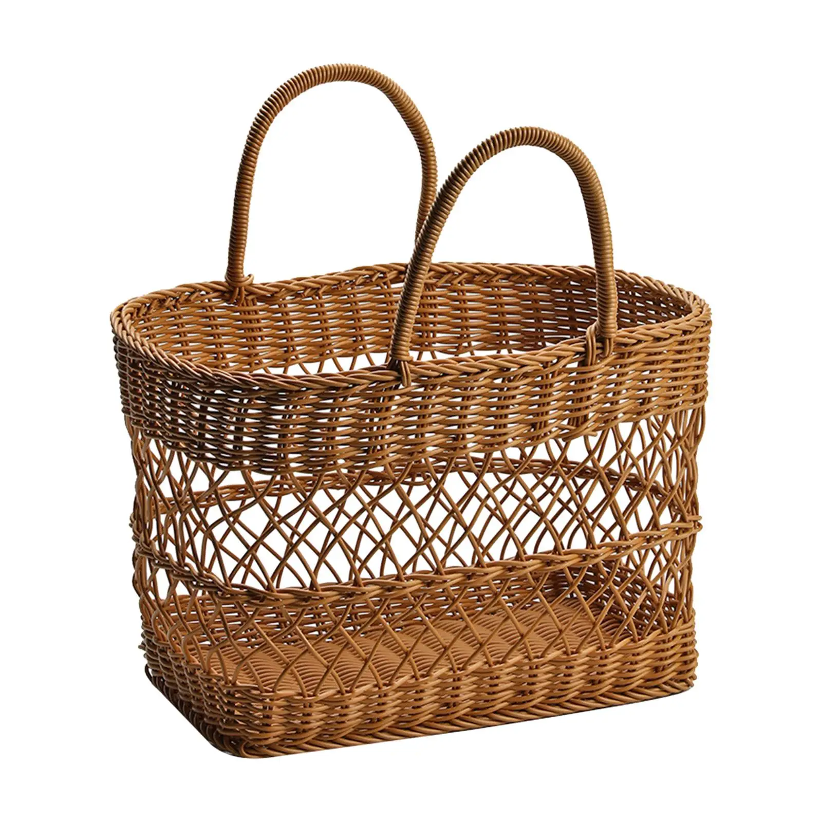 Handwoven Basket with Handles Shopping Basket Lightweight Decor Portable for Home Garden Wooden Flower Basket Handwoven Basket