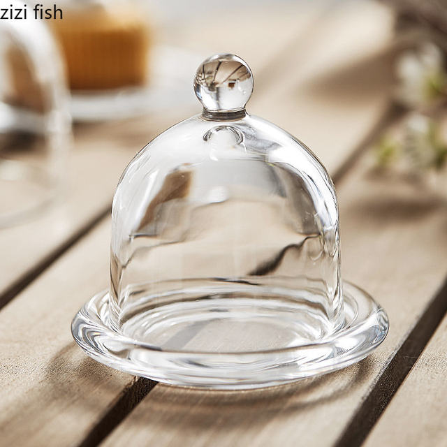 Transparent Glass Cake Pan Tall Feet Cake Stand Glass Cover Bread Pan  Dessert Plate Decorative Display