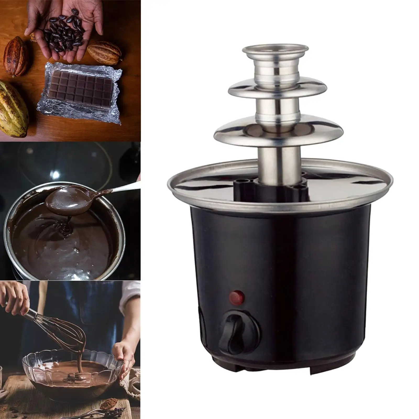 Mini Chocolate Fountain DIY Chocolate Melting with Heating Fondue Chocolate Waterfall Hotpot Machine
