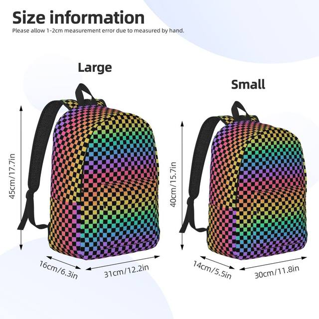 Rainbow And Black Checkerboard Backpack for Men Women Casual High School Work Daypack Neon Colorful College Shoulder Bag Outdoor AliExpress