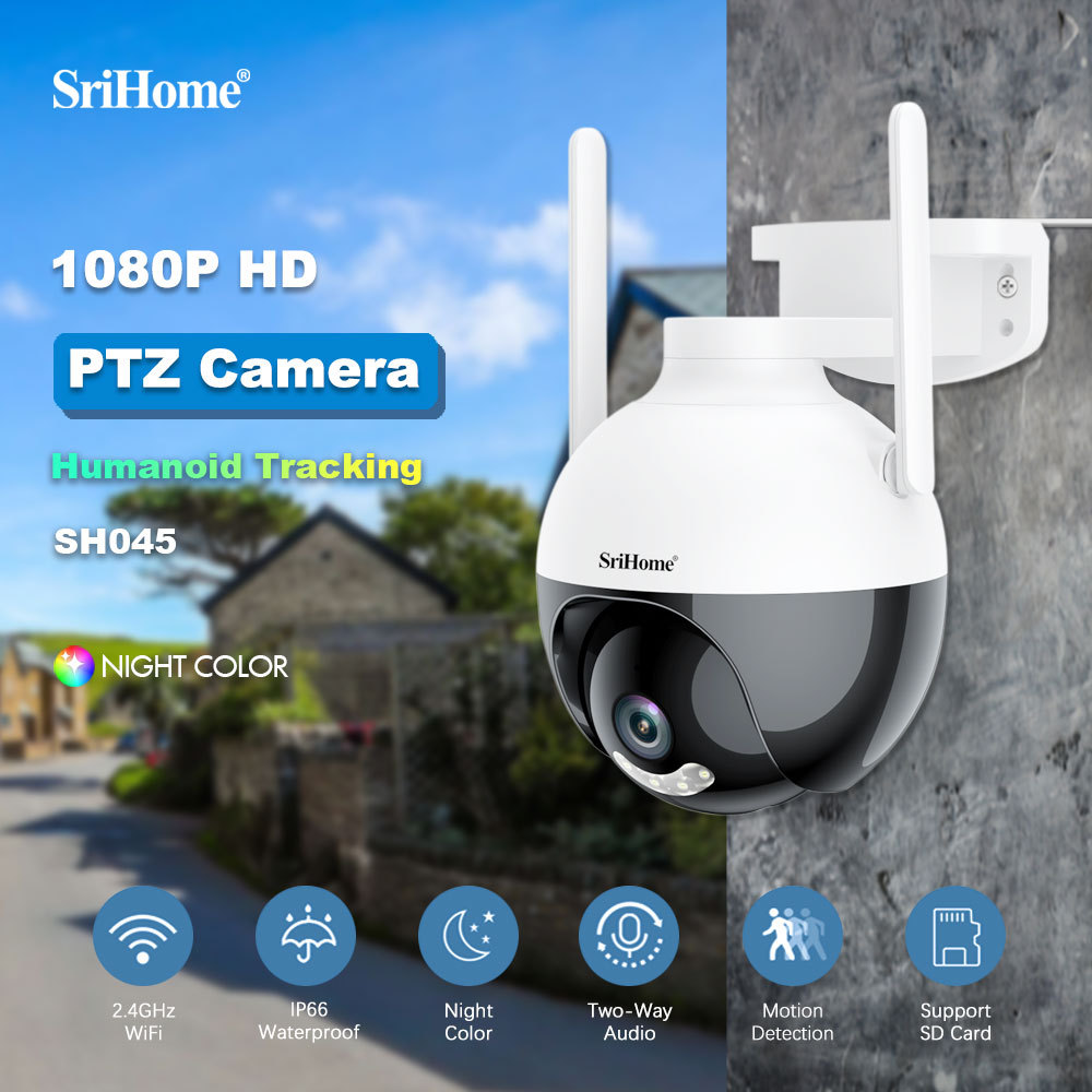 Srihome SH045 HD 2MP 1080P Беспроводная PTZ IP купольная камера ИИ датчик  человекоида ночное видение безопасность CCTV внутренняя связь радионяня |  AliExpress