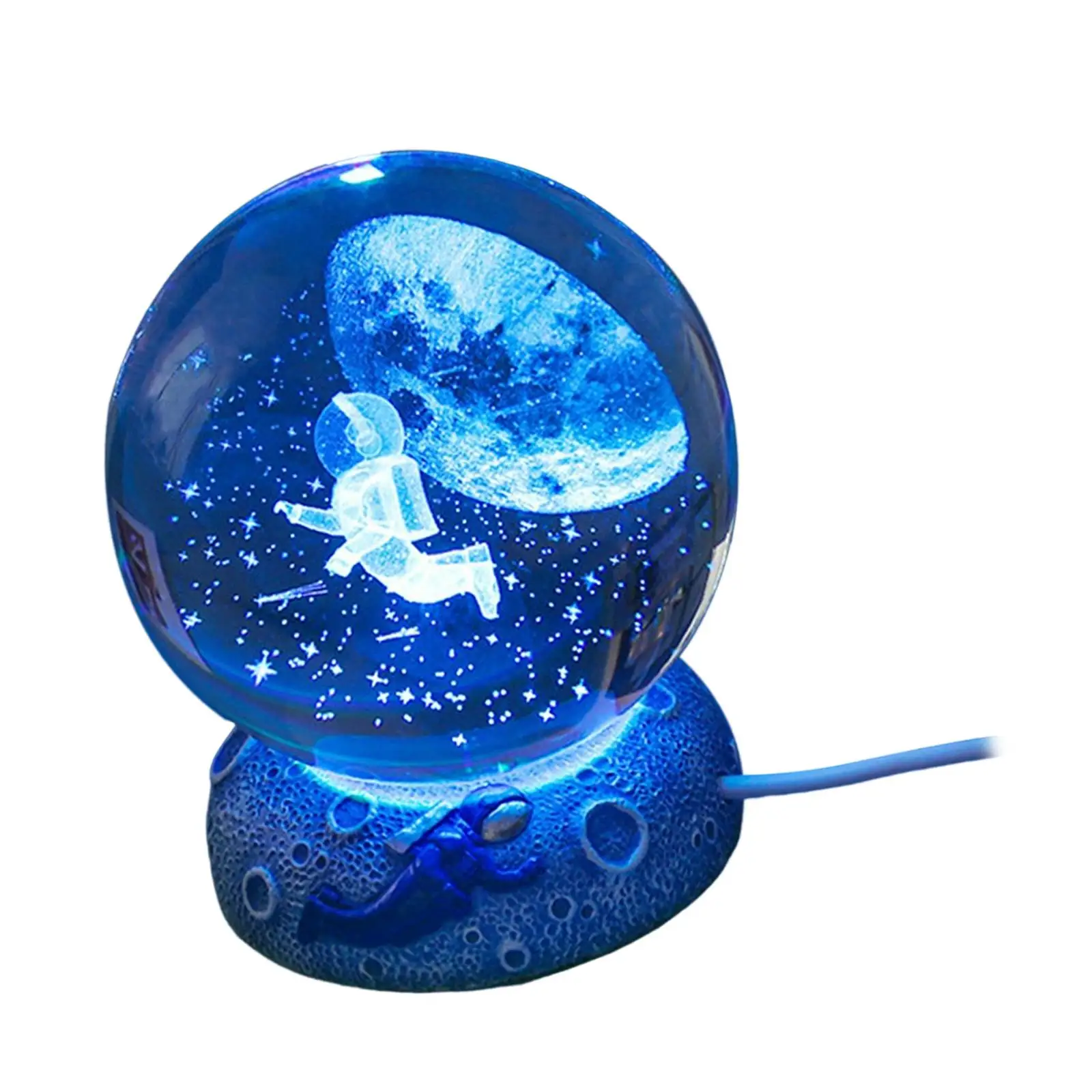Modern Ball Night Light with Resin Base Bedside Lamp Decorative Moon Light for Bedroom Living Room Home Decor Ornament
