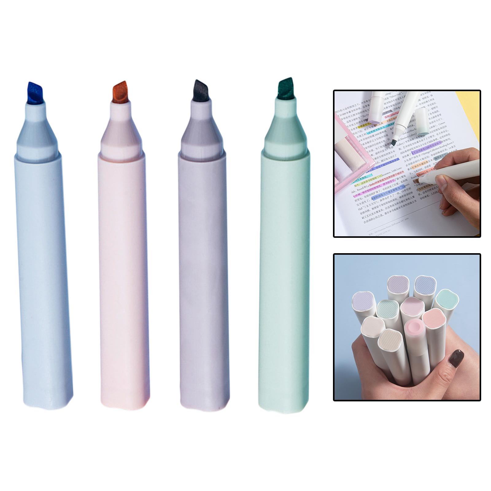 4x Highlighters, Large Ink Reservoir Study Supplies 4 Colors Marker for Mark Key Points Taking Notes Office School Art Painting