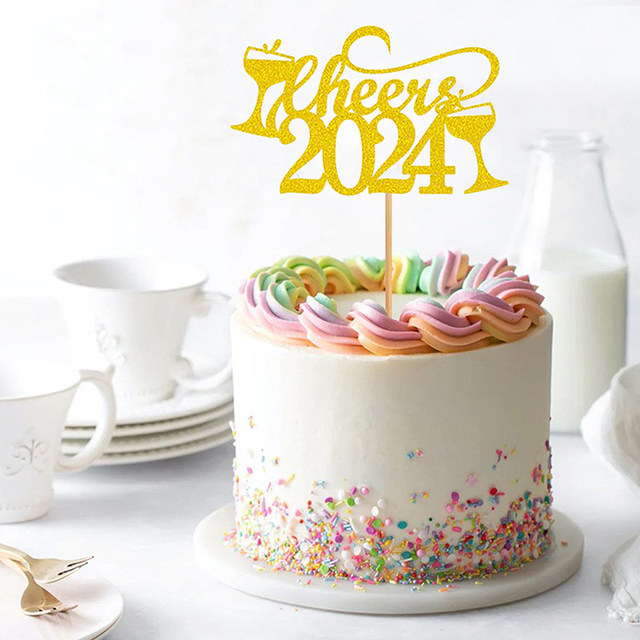 2024 Cake Topper felice anno nuovo 2024 stuzzicadenti forniture per feste  accessori decorazione Cake Toppers strumento per decorare torte di natale -  AliExpress