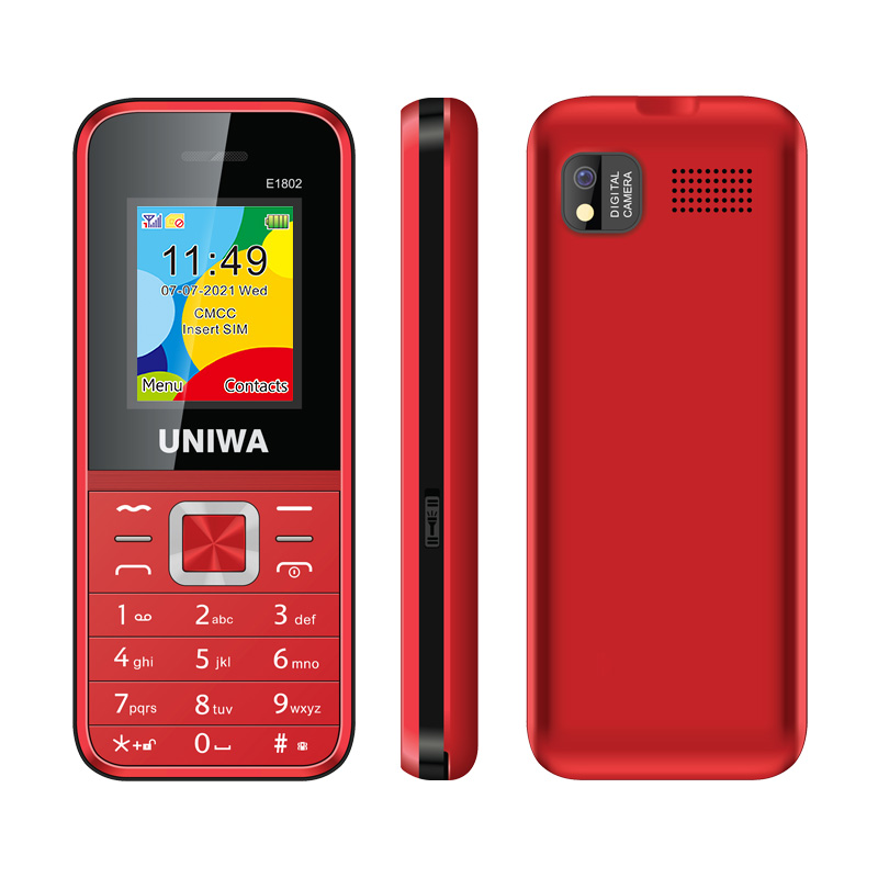 UNIWA E1802 2G Cellphone 1.77 Inch Flip Phone Push Button 1800mAh Telephone for Senior Elder Dual SIM Dual Standby Wireless FM