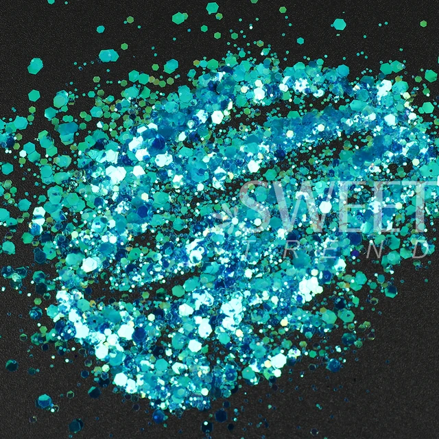 Mermaid Blue Chunky Nail Glitter Flakes Shinning Hexagon Decoration sparkle  Spangles Elegant DIY Manicure Paillette GTS23