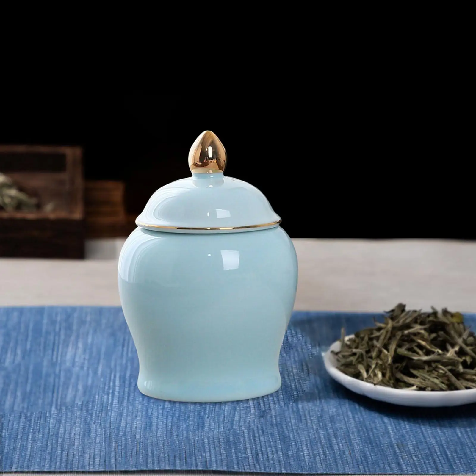 Small Ceramic Storage Jar Polished Tea Canister Decorative Jars Kitchen Canisters for Sugar Coffee Beans Seasoning Salt