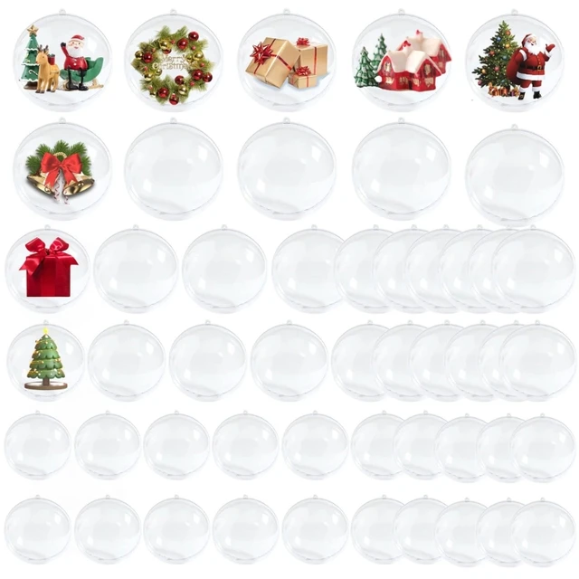 20 Pack Clear Plastic Ornaments 5cm Christmas Ornament Balls for Crafts  Fillable