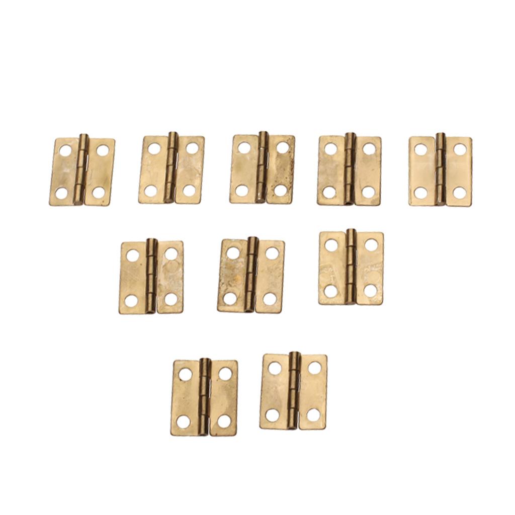 10x Antique Brass Mini Hinges Small Butterfly Butt Hinges for Wooden Jewelry Boxes Chests Furniture