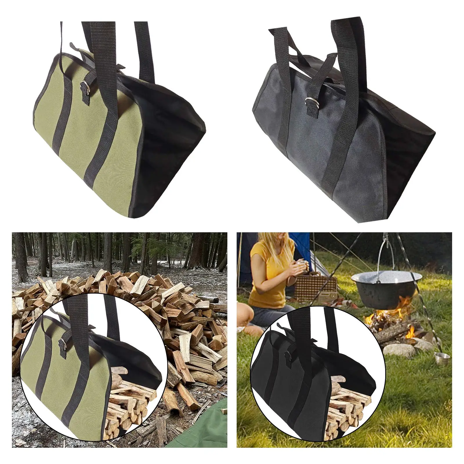 Log Tote Wood Carrying Bag Adjustable Strap Travel Hiking Firewood Carrier