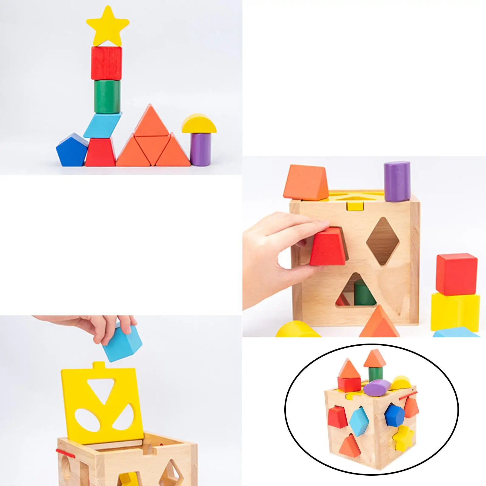 Shape Sorter Toy Montessori Sorter Cubes Box for Preschool Baby Children