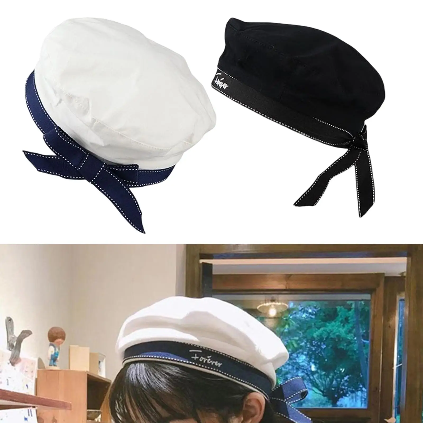 Cute Navy Sailor Hat Stylish Uniform Costume Accessory Cap Adjustable Women Hat for Ladies Dress up Summer