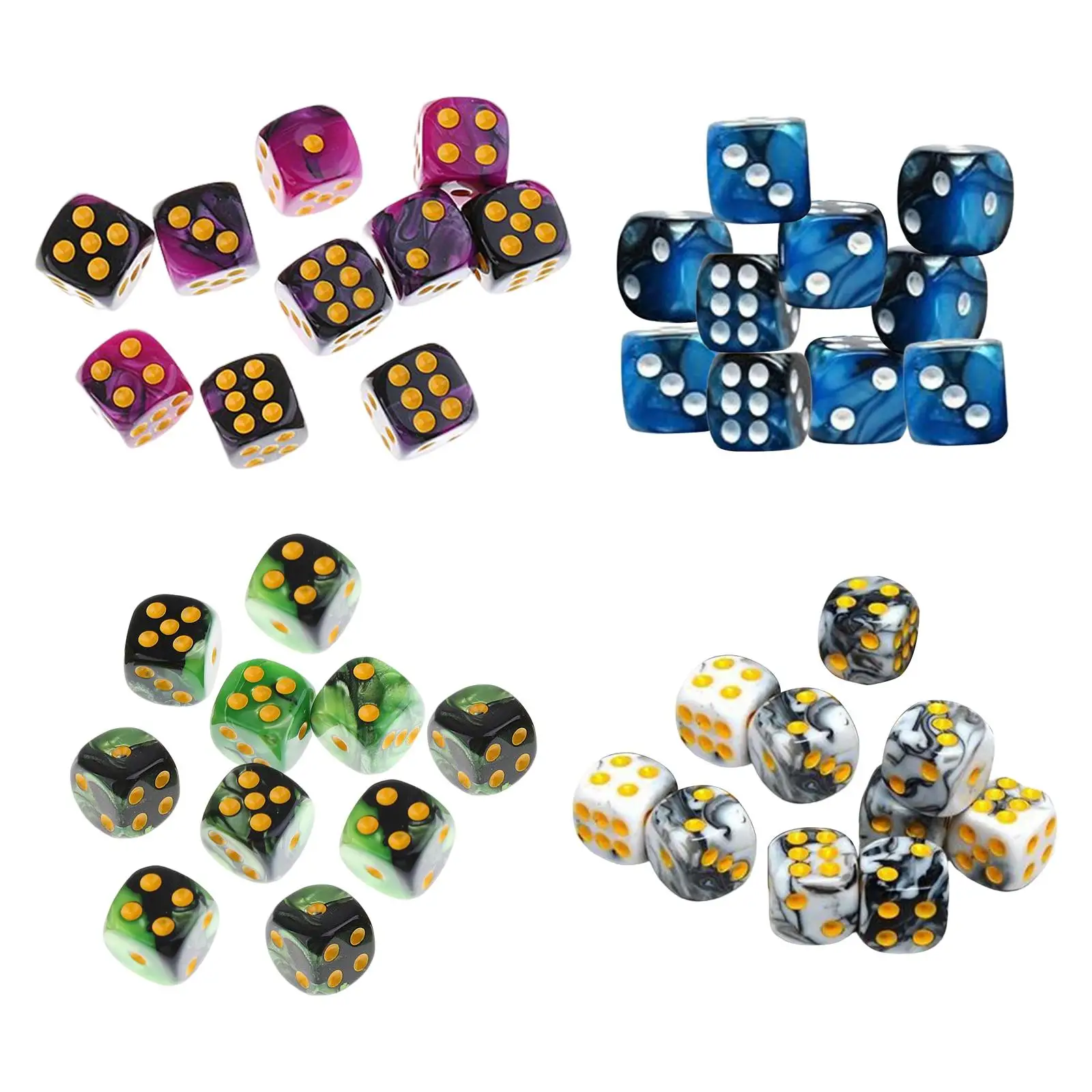 Set of 10 Six Sided Dices Set D6 12mm for DND Role Playing Board Game Math Teaching