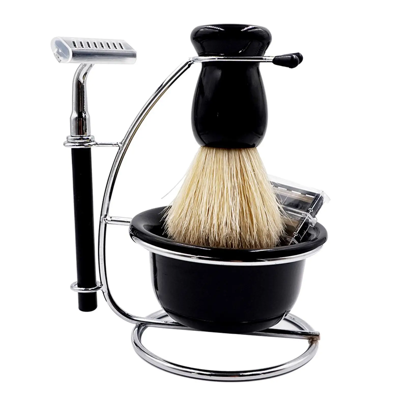 Travel Shaving Kit for Men Manual Stand Brush Bowl Set Weighted Bottom