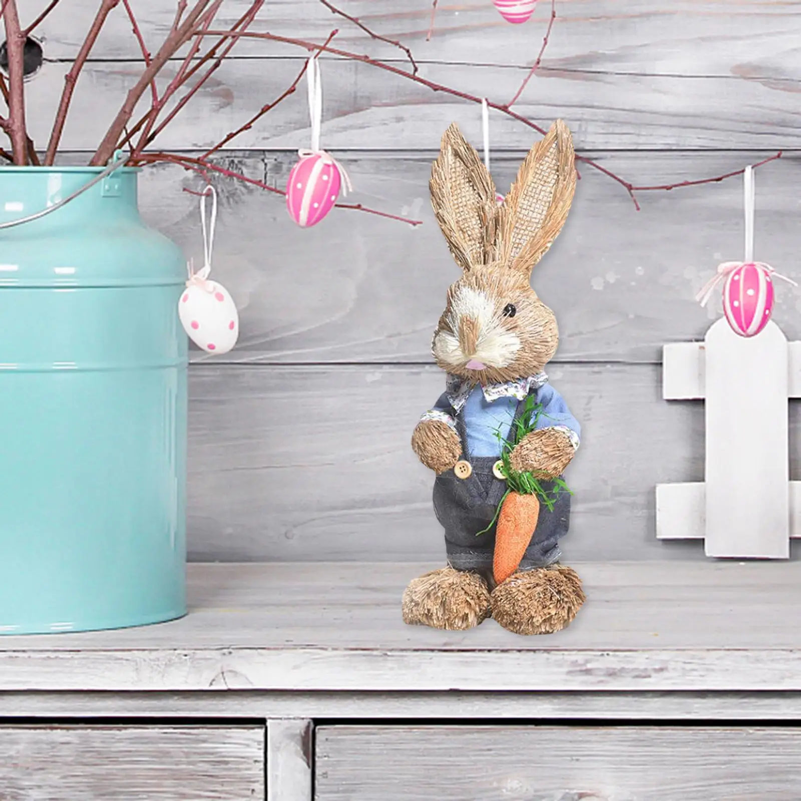 Artificial Straw Cute Bunny Standing Rabbit Home Garden Decoration Easter Theme Party Supplies