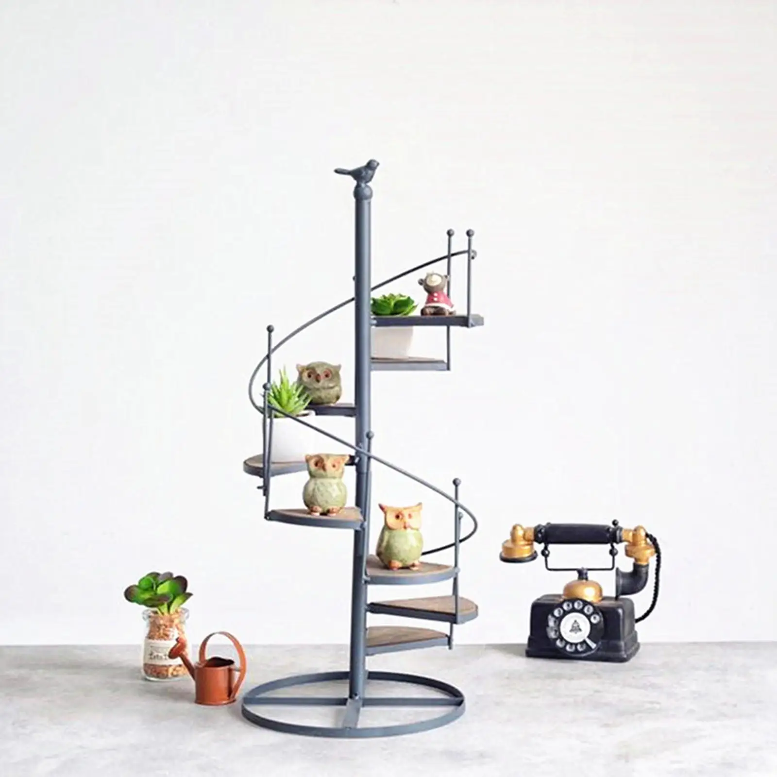 Rotating Ladder Design Spiral Plant Stand Iron Flower Pot Holder Shelf Space Saving Flower Pot Rack Display Home Garden Decor