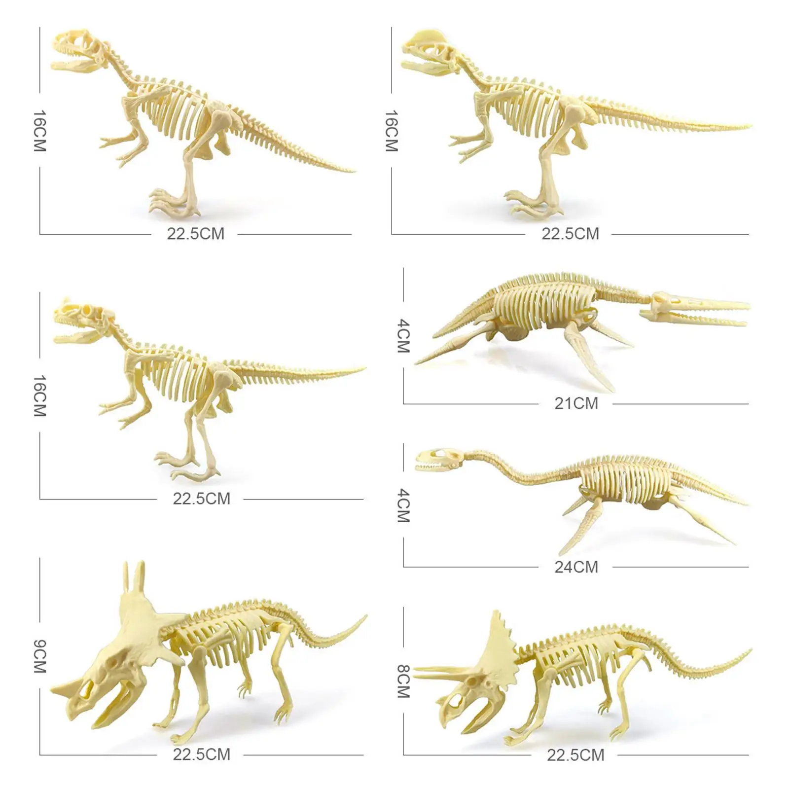 7 Pieces Simulation Dinosaur Skeleton Carfts Collection Party Favor Assorted Bones Figures Toys Model Toys for Children Gifts