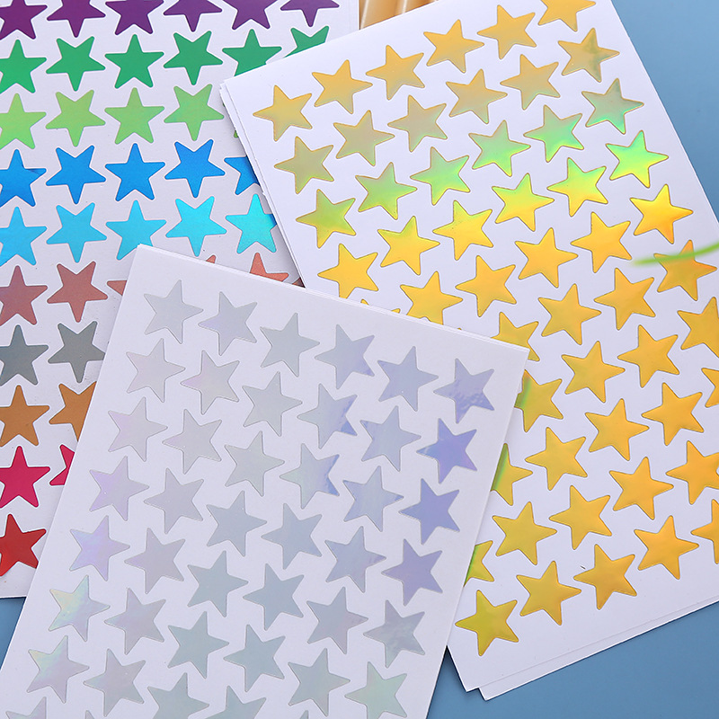 5 sheets Glitter Star Stickers for Kids School Teacher Reward Sticker Cute Gifts Party Decor Business Label Scrapbooking Sticker