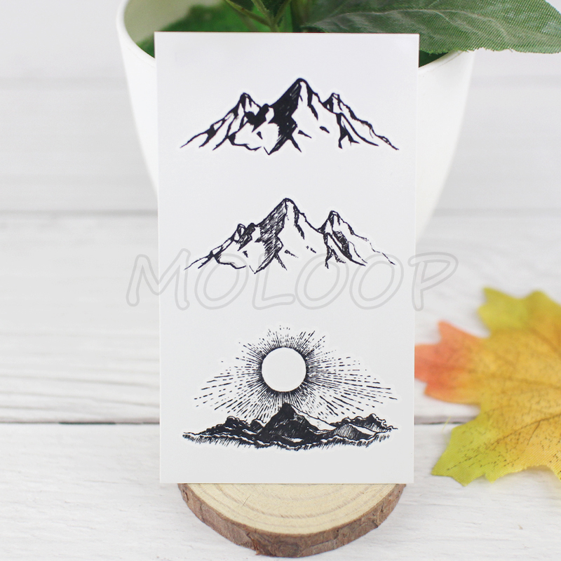 Best of Tattoo Sticker Rock Mountain Sun Planet Black Small Body Art Water Transfer Temporary Fake Tatto Flash Tatoo For Kid Girl Men Reviews & Tips