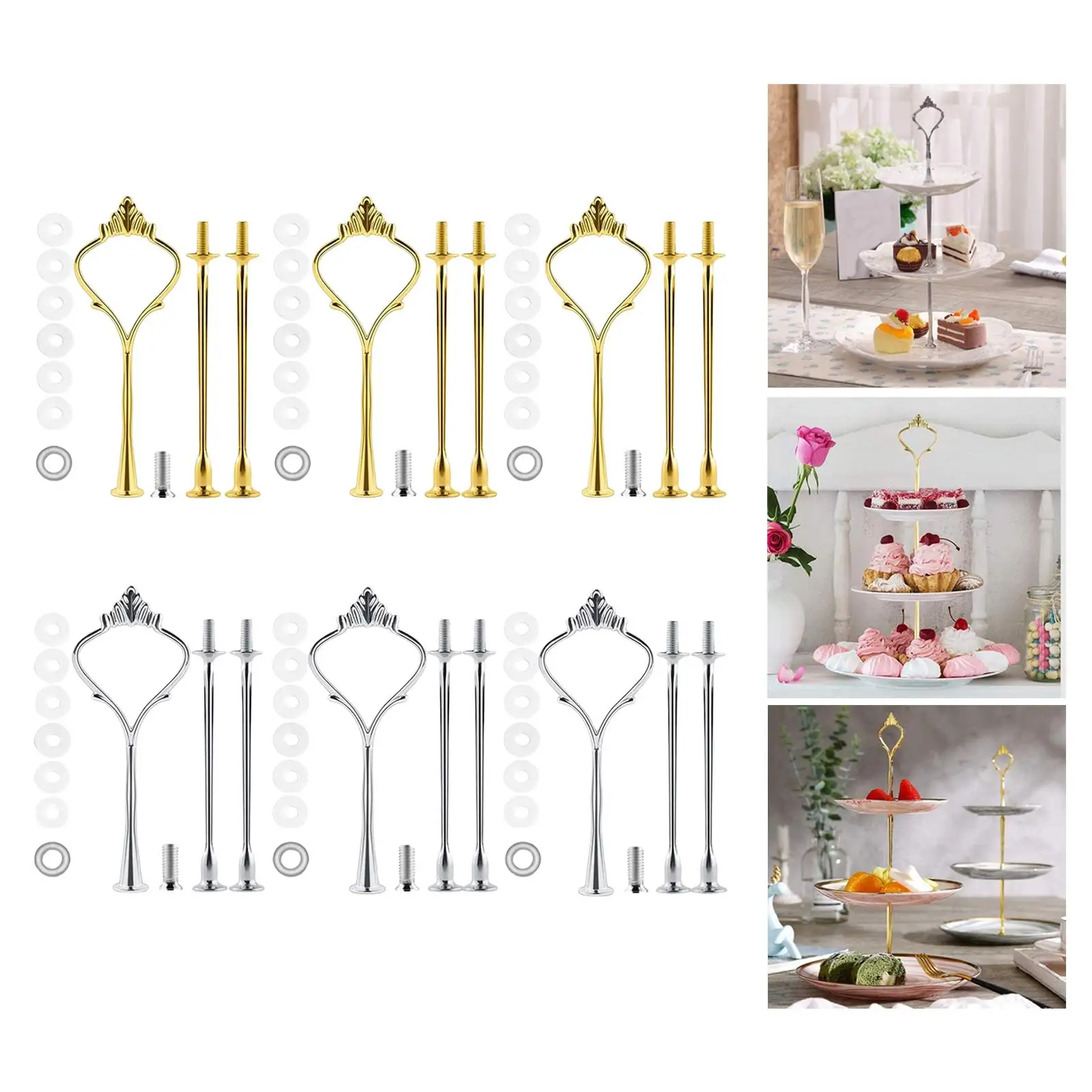 Plate Stand Handles Sturdy Fitting 3 Tier Cupcake Plate Stand Hardware Rod for Kitchen Wedding Party Anniversary Shop