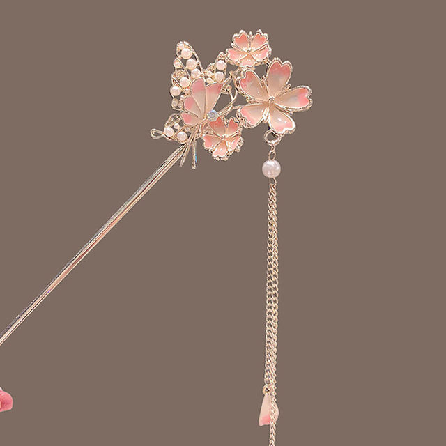 vintage Chignon hair stick Tassel sakura Flower Hairpin For