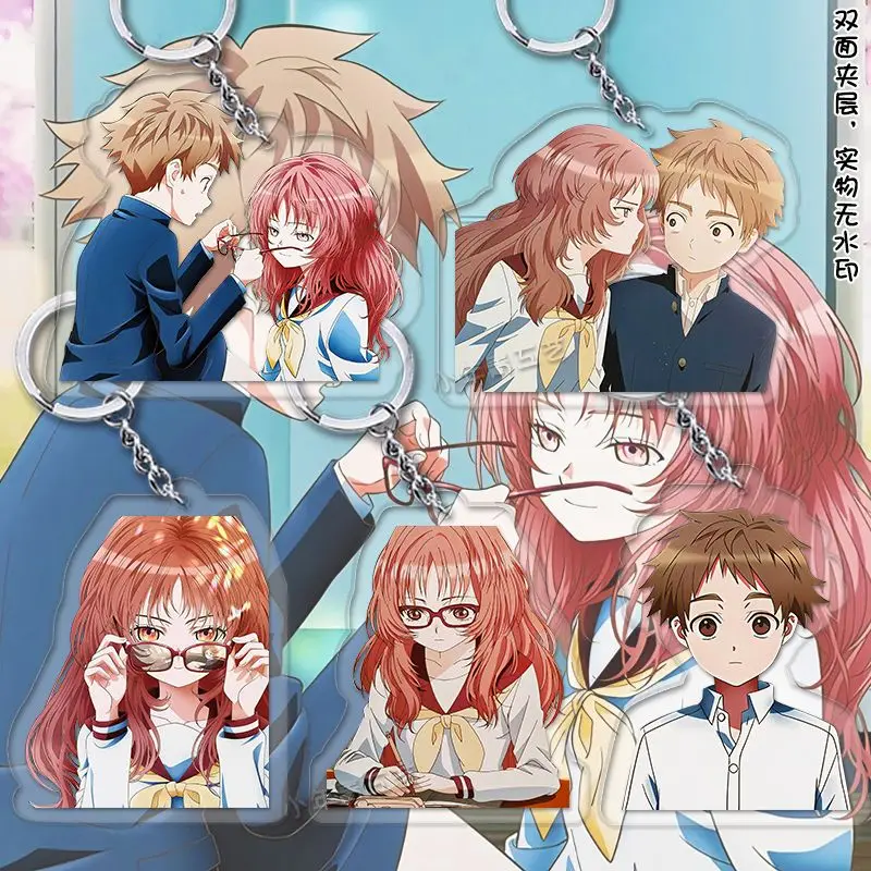 The Girl I Like Forgot Her Glasses Keychain Man Anime Acrylic Key Chain Women Key Holder Cute Couples Keyring Alloy Porte Clef