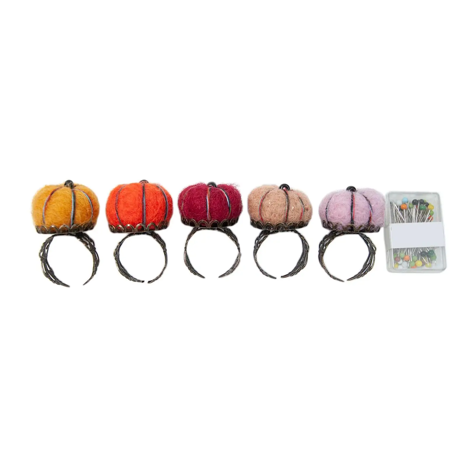 5x Felt Pin Cushion Kit Assorted Color Lightweight Sewing Supply DIY Projects Finger Ring Pincushions for Sewing Accessory Tools