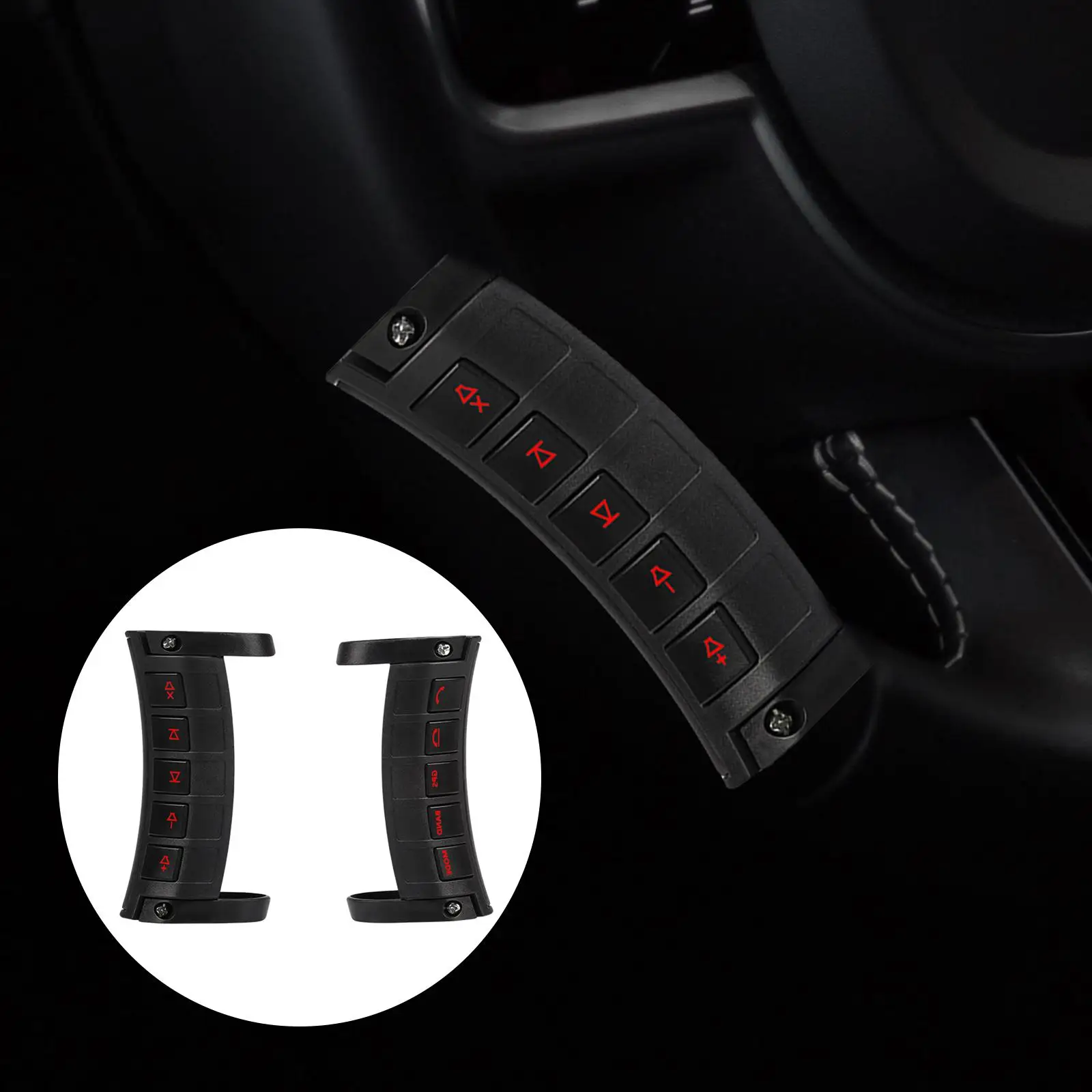 2x Car Steering Wheel Buttons Wireless 10 Keys Luminous for Navigation.