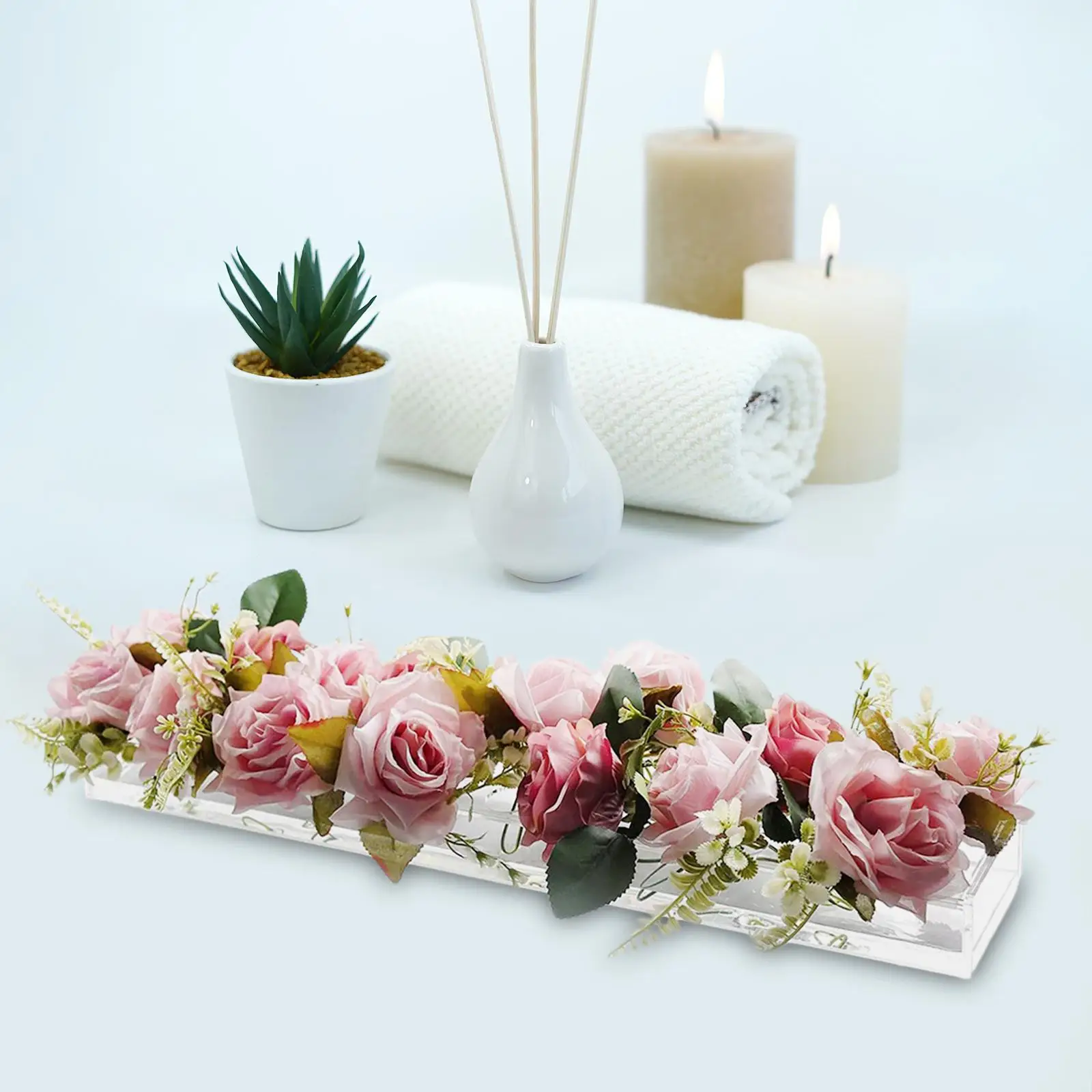 Clear Acrylic Flower Vase Flower Container Holder for Desktop Decoration