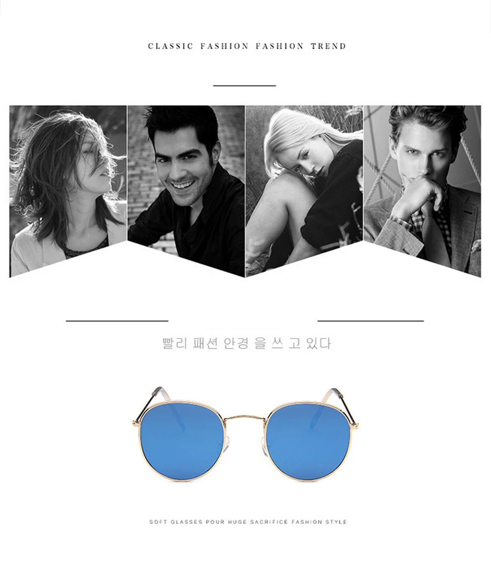 Vintage verspiegelte Sonnenbrille Herren und Damen Retro Sonnenbrille mit Metallrahmen Outdoor-Mode Brillen – Detail 4