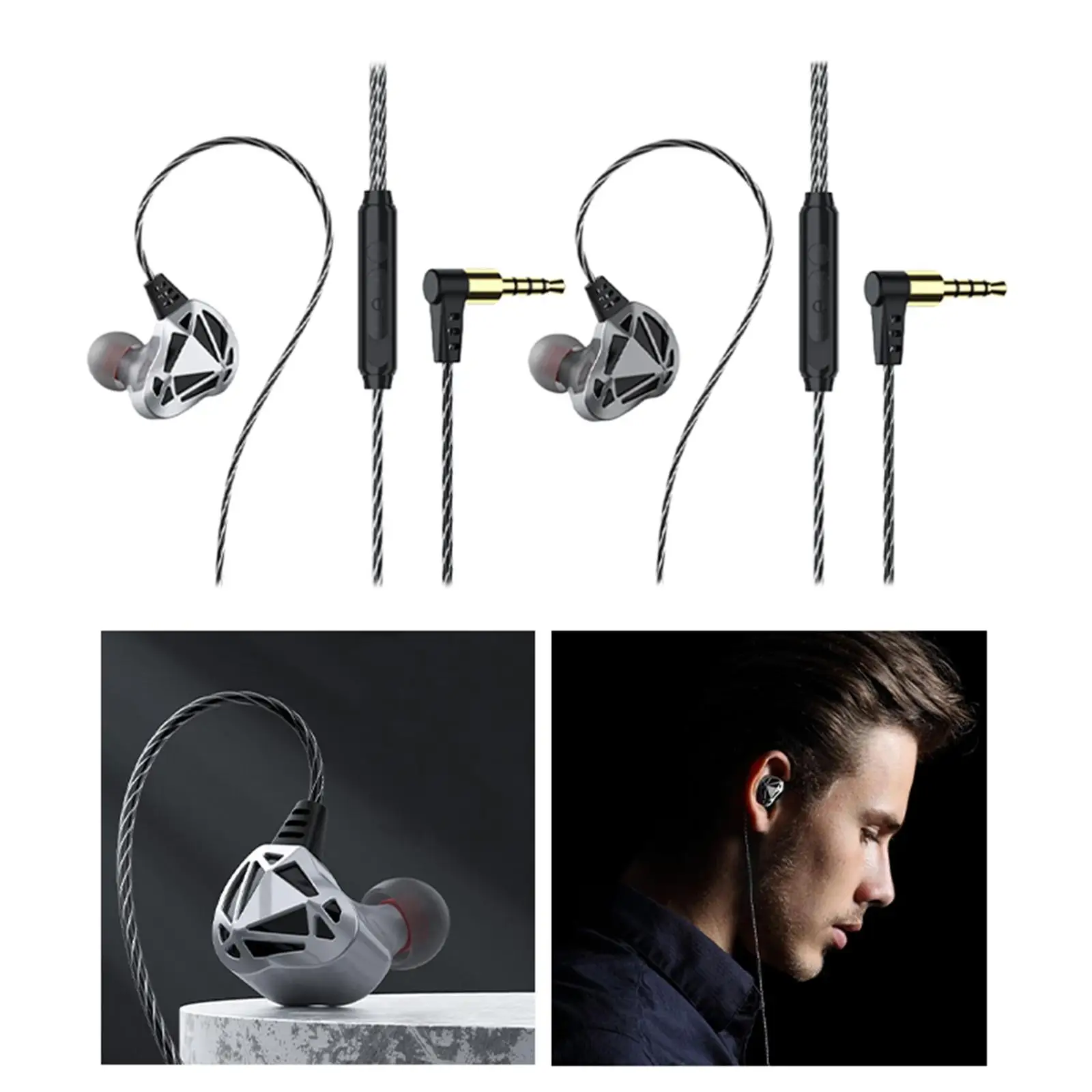 Earphones Wired 3.5mm Plug Jack with Mic Comfort wearing Sports Earbuds for Exercise Gym