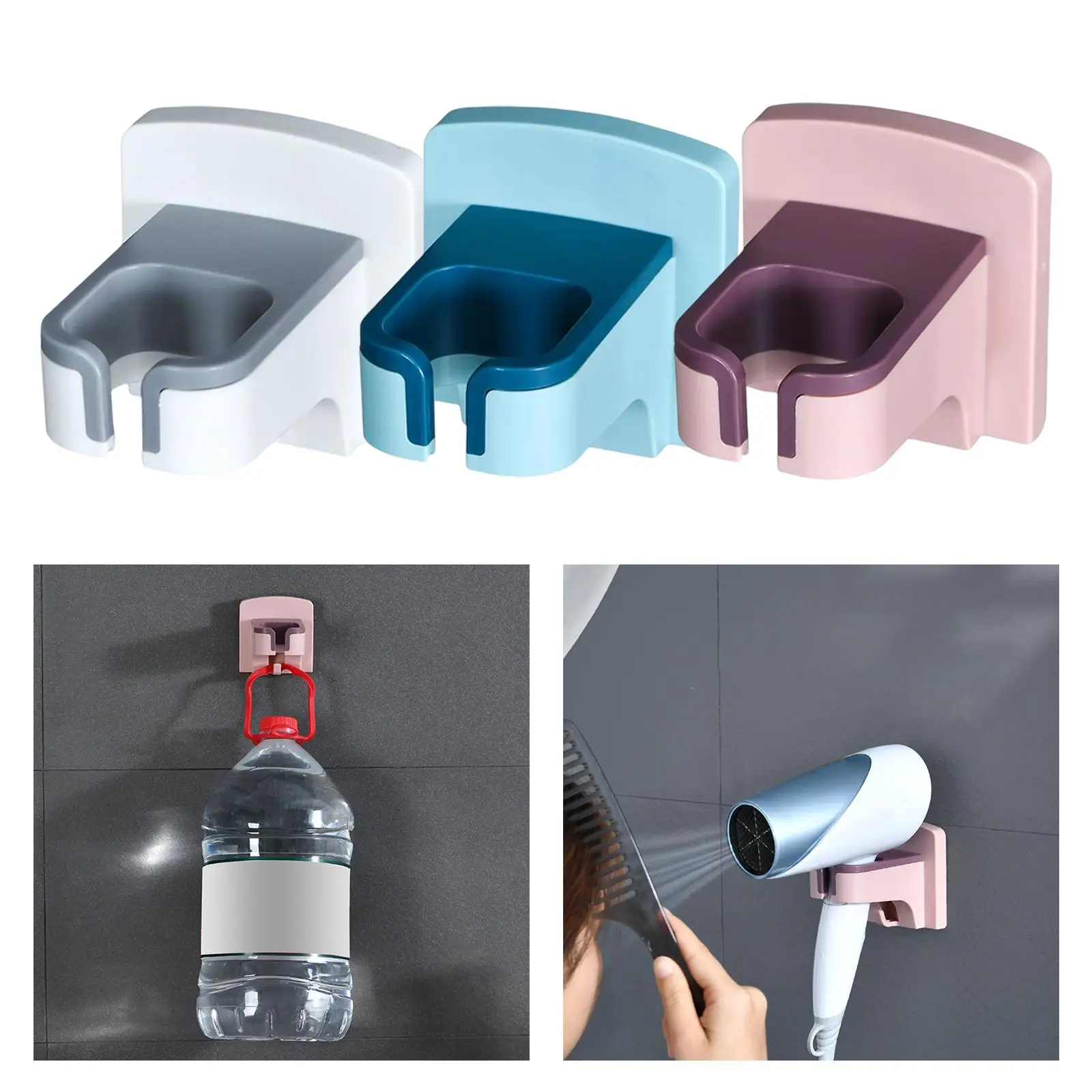 Hair Dryer Holder No Drilling Bracket Stand Storage for Bathroom