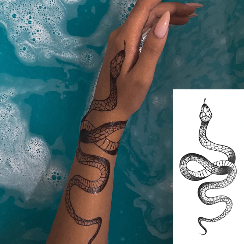 Best of Fashion Temporary Tattoo Stickers For Women Men Black Snake Waterproof Fake Tattoo Waist Body Arm Dark Snake Tatoo Big Size Reviews & Tips