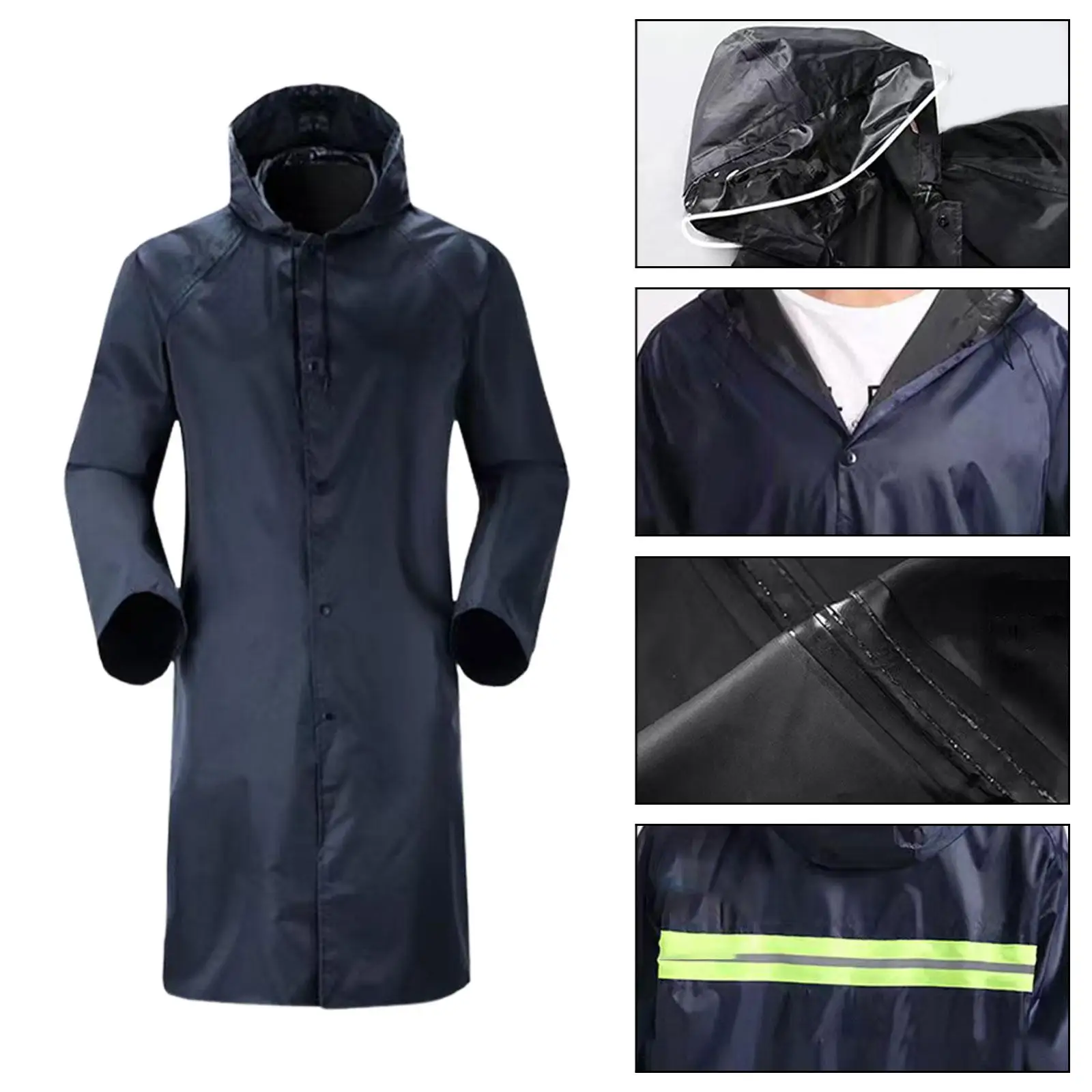Rain Jacket Work Clothing Overalls with Fluorescent Strips Rain Coat for Unisex Cycling Outdoor Activities Motorcycle Travel