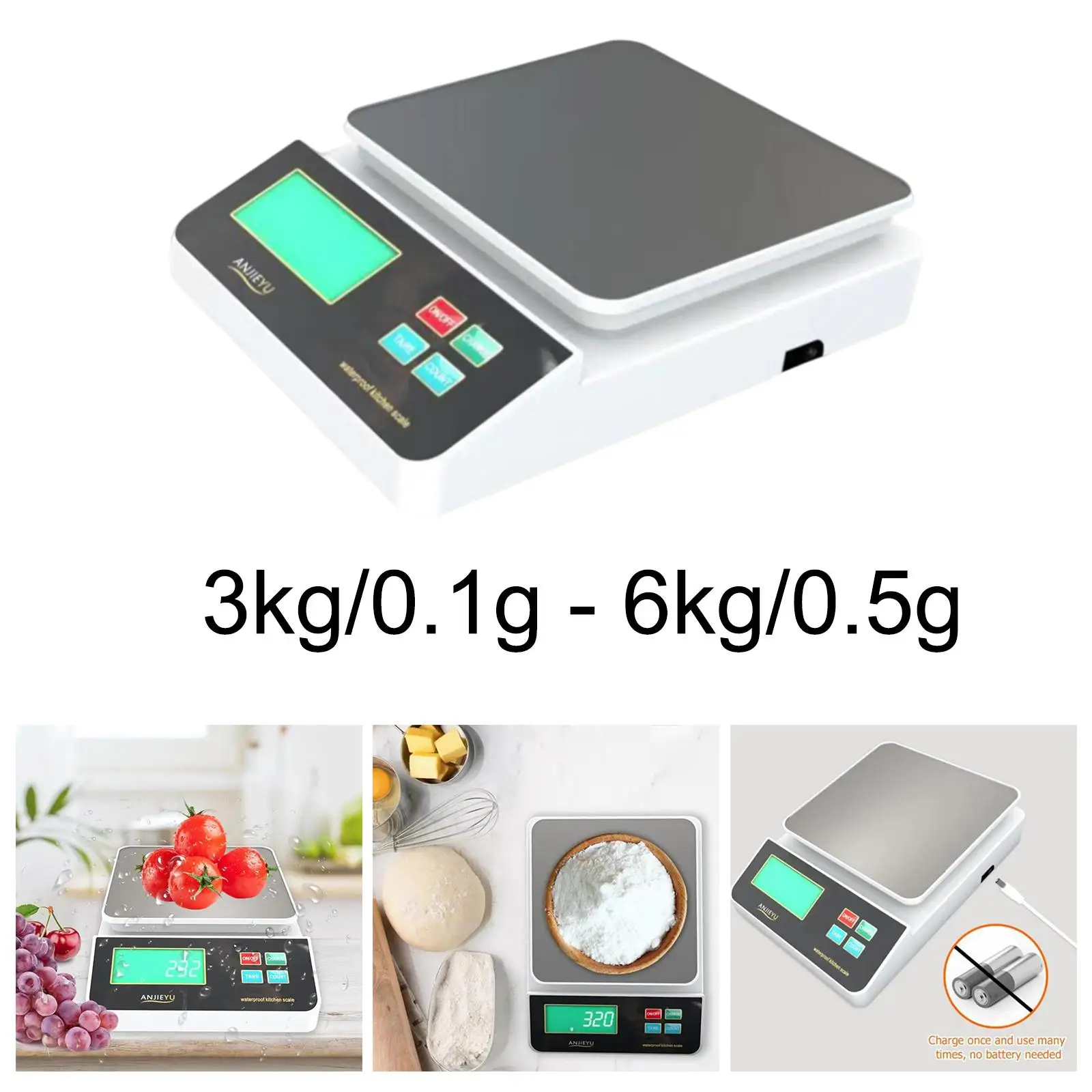 Waterproof Coffee Bean Scale LCD Display Electric Cooking Scales Food Scale