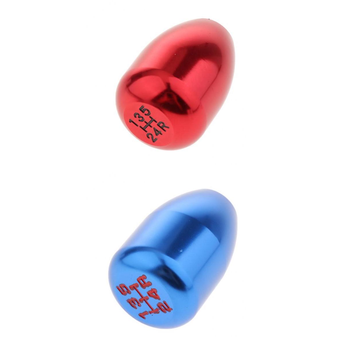 Car CNC Manual 5 Speed Shift Knob Shifter Lever with Adapter Blue+Red NEW