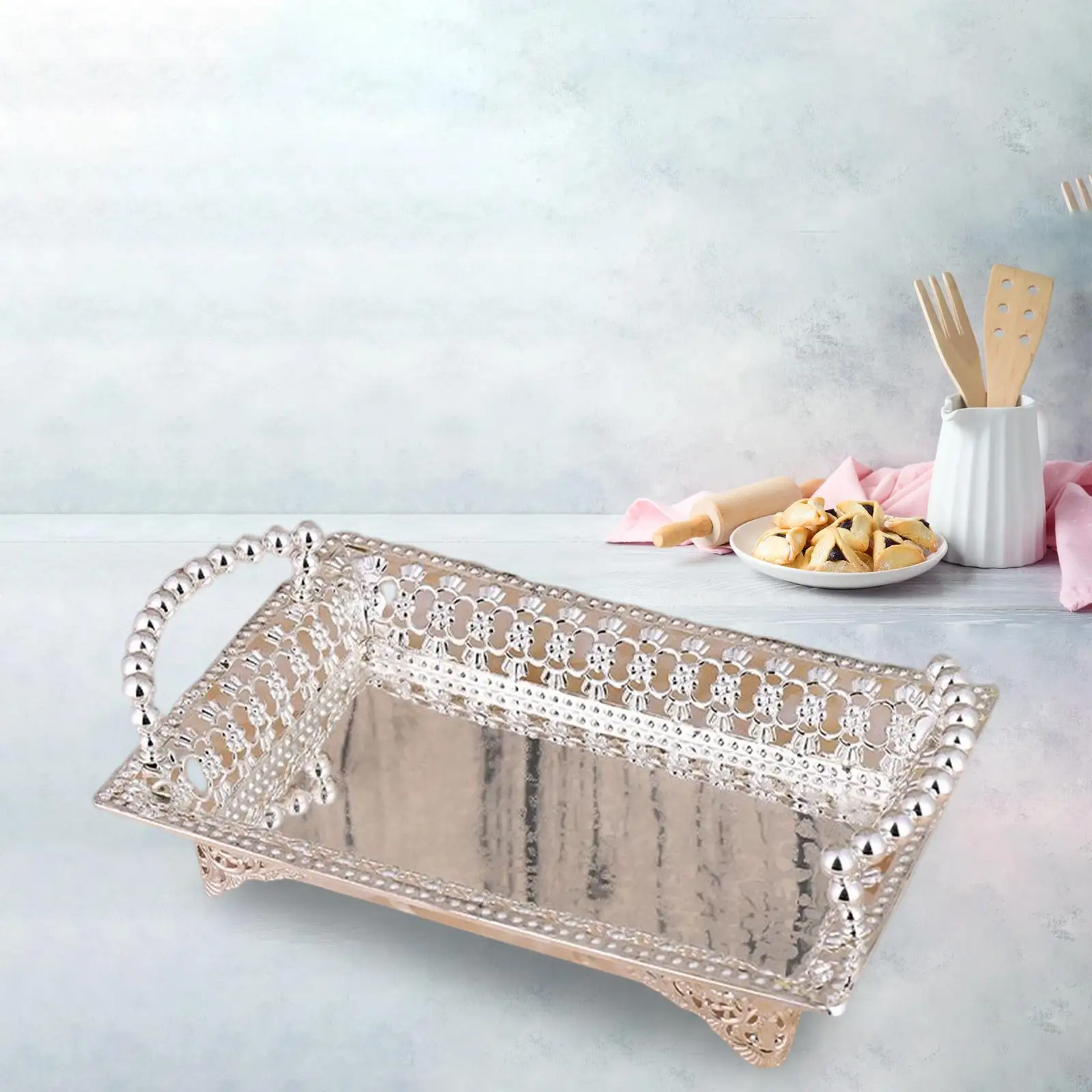 European Style Serving Tray Dinner Plate Dessert Cake Serving Tray for Wedding Table Decor Tea Party Countertop