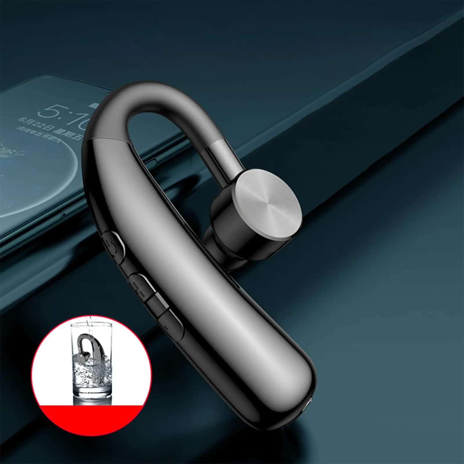 Wireless Bluetooth Headset Lightweight with Built-In Mic V5.0 Earpiece Earphones for Mobile Smartphone Business Tablet Workout