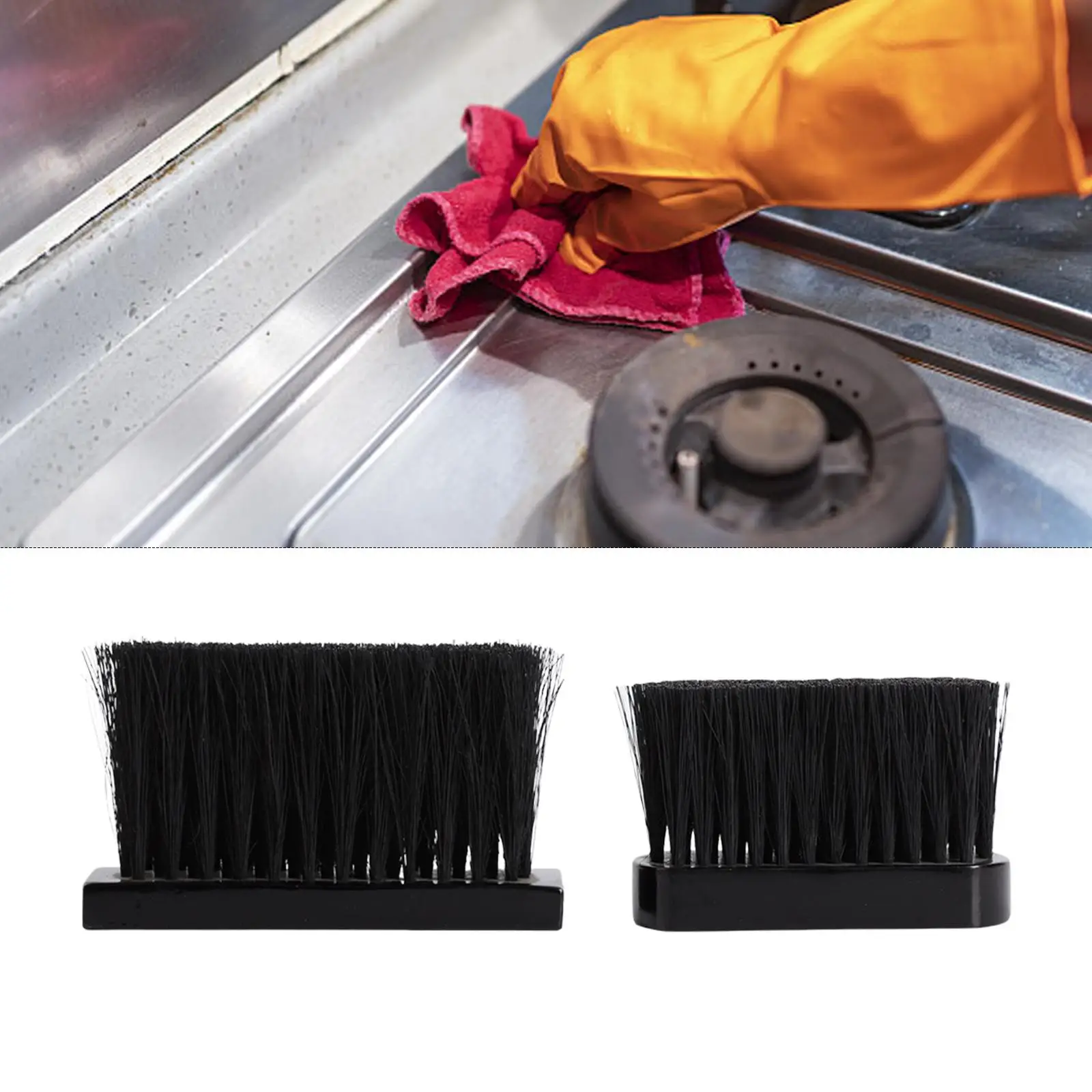 Set of 2 Fireplace Brush with Wooden Handle Durable Refill for Hearths