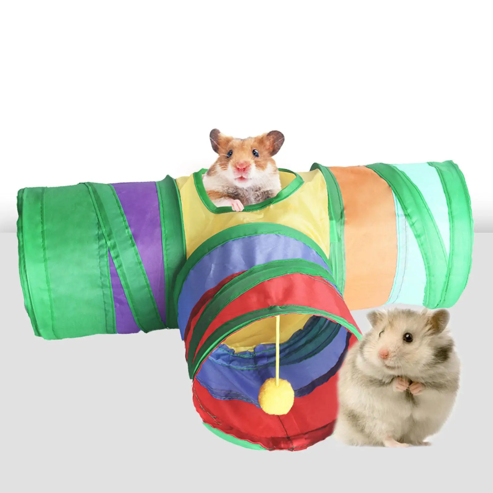 Guinea Pig Tunnel Rabbit Hideout Foldable 3 Tubes for Hedgehog, Rat, Hamster